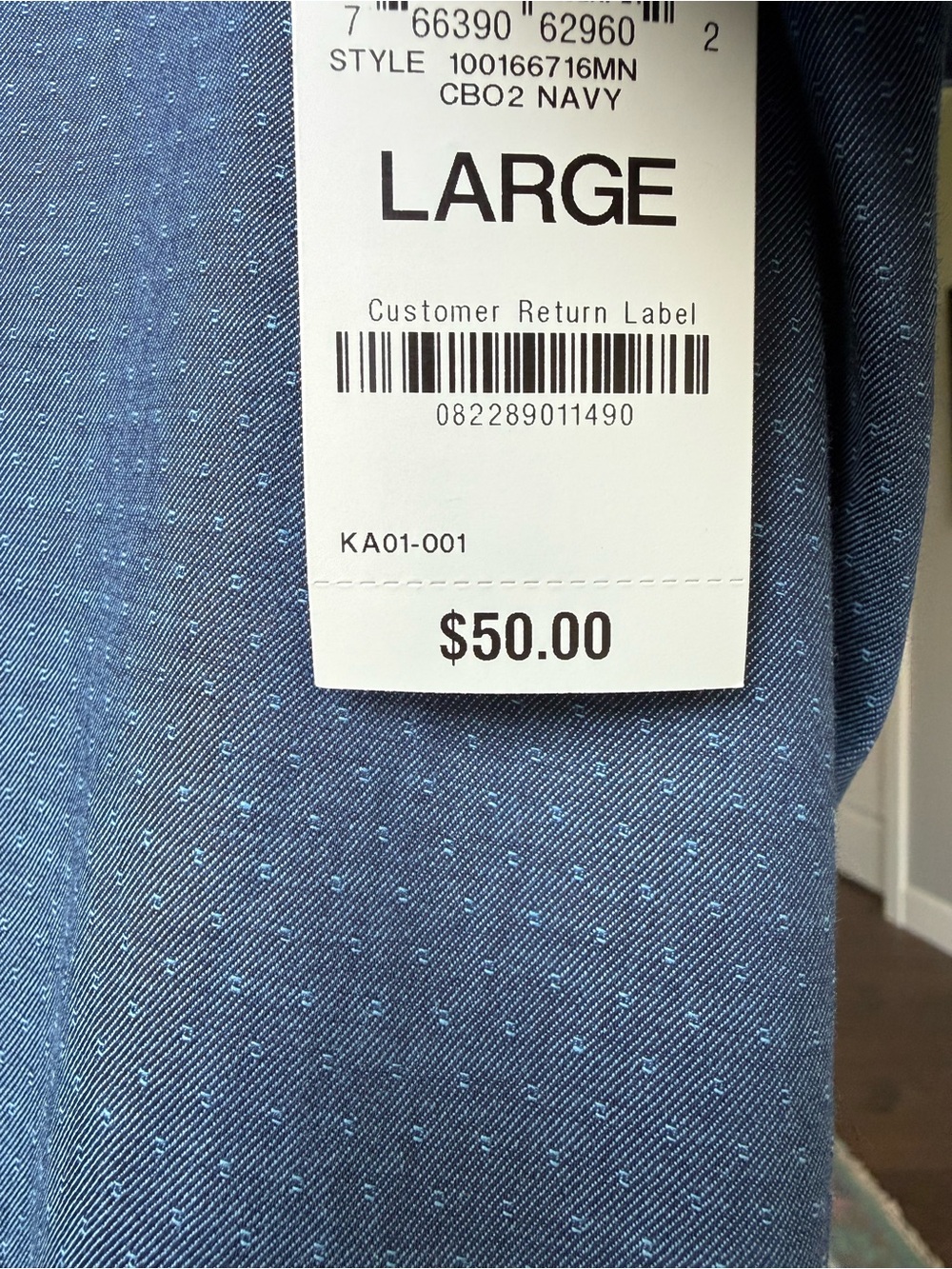 Alfani Men's Dark Blue Button Down Short Sleeve Shirt With Subtle Pattern, Large - Picture 4 of 7